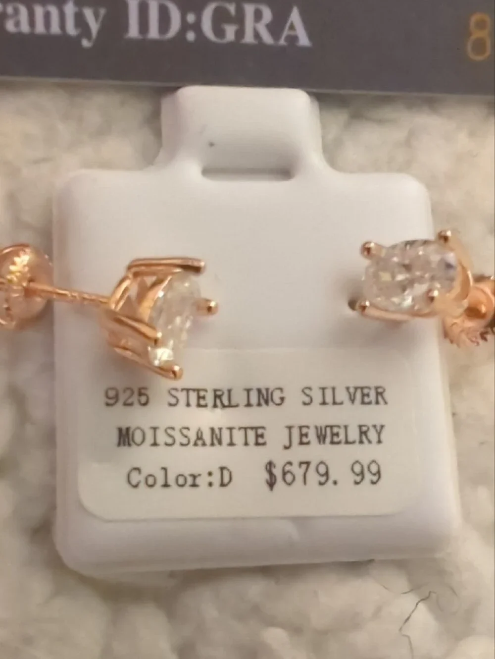 Sterling Silver Moissanite Rose Gold Stud Earrings